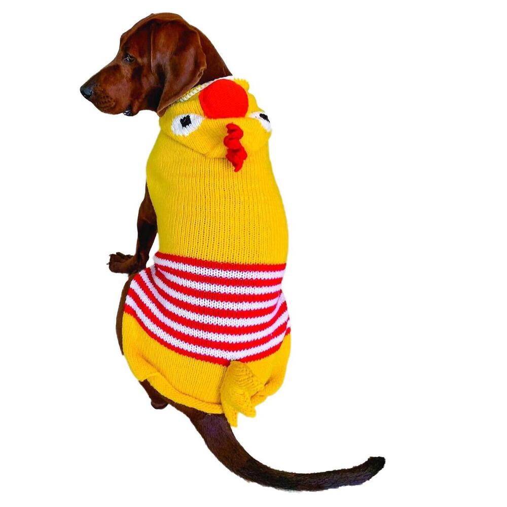 NEW CHILLY DOGS chicken dog sweater in yellow